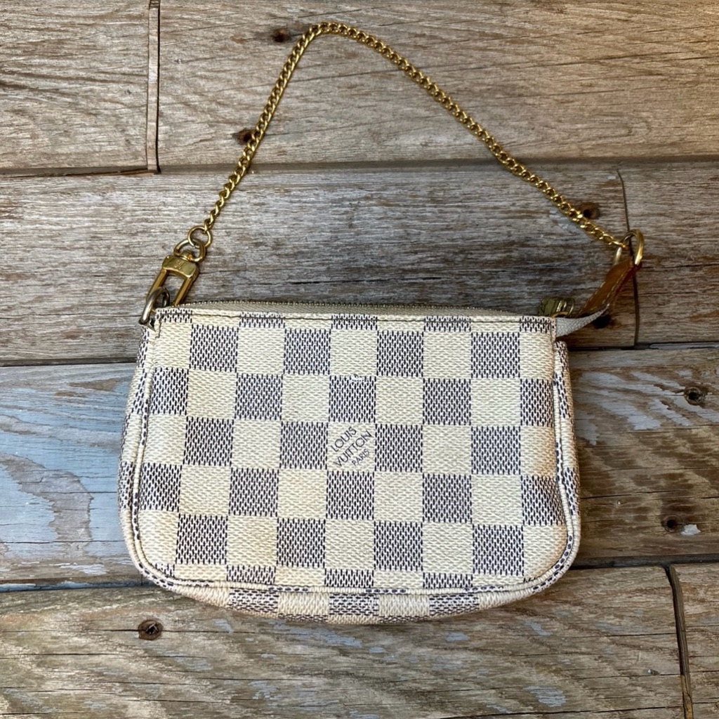 Louis Vuitton Beige And Brown Checkered Clutch